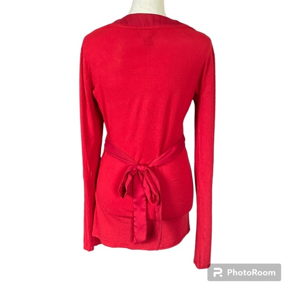 Banana Republic long sleeve red top with tie waist stretchy women’s size medium - Picture 3 of 7